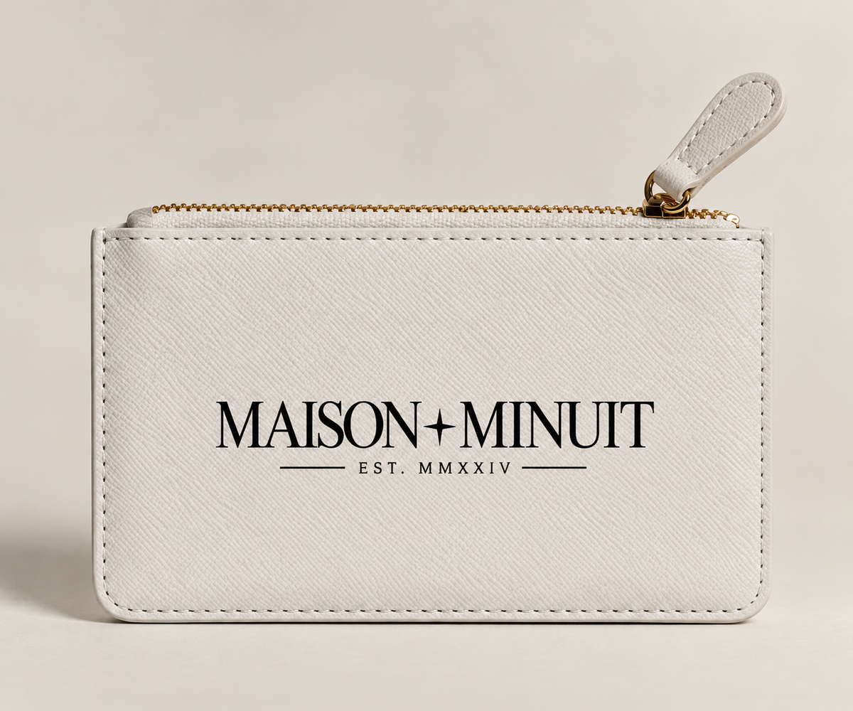Minuit Clutch in white with gold-tone zip